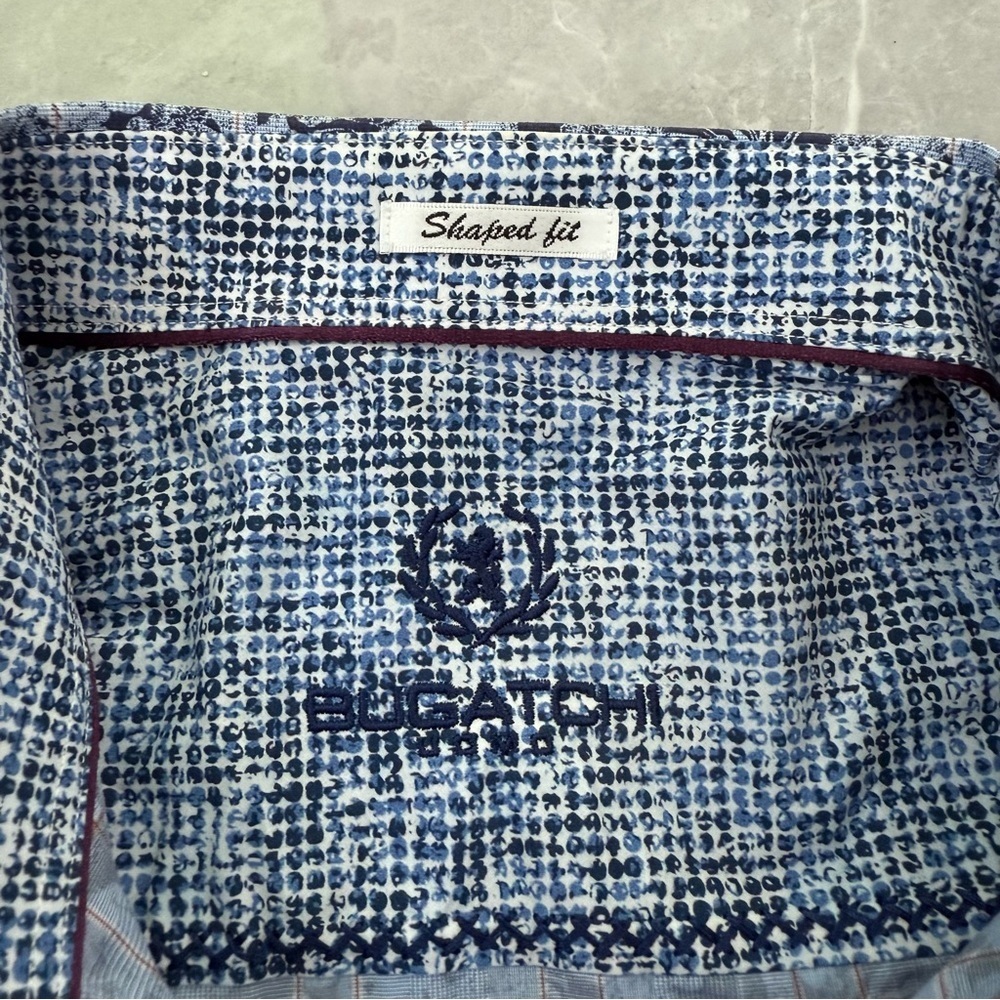 Men’s Bugatchi Floral Patterned Long Sleeve Button Down Dress Shirt Shaped Fit - Picture 11 of 16